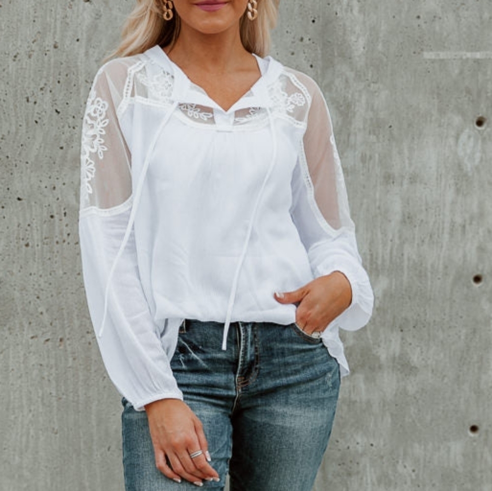 Monaco Floral Lace Detail Long Sleeve Blouse Size 1X